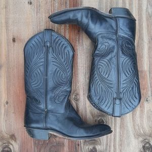 Code West Black Leather Cowboy Boots